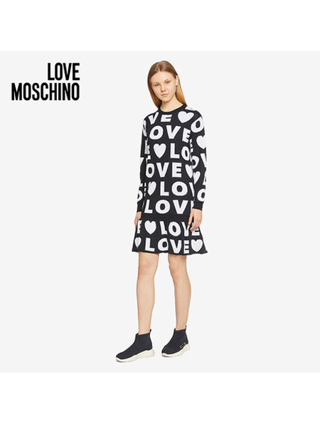 Boutique Moschino女士撞色大号字母印花针织连衣裙