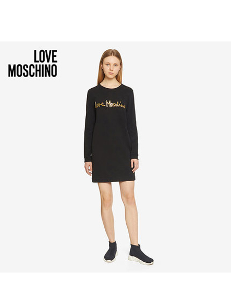 Boutique Moschino女士简约时髦字母印花针织连衣裙