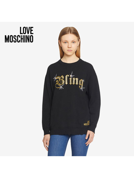 Boutique Moschino女士创意视觉艺术字母印花针织衫