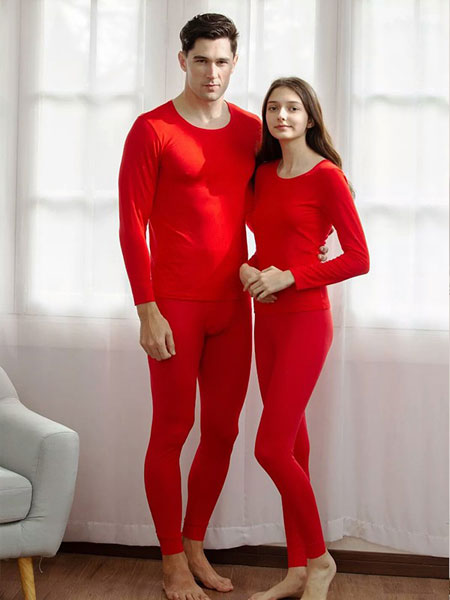 欧林雅内衣品牌2019秋冬新款大红色保暖睡衣
