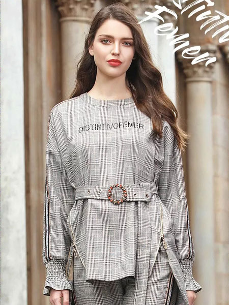 蒂斯弗女装品牌2020秋冬新款印字丝绸长袖上衣