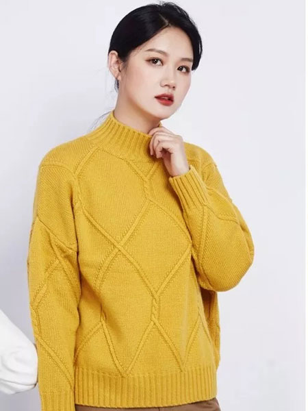 峦左女装品牌2019秋冬新款纯色简洁针织长袖毛衣