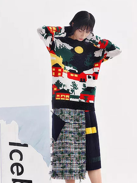 F-1(HALUCINATION)女装品牌2019秋冬新款圣诞风格针织毛衣