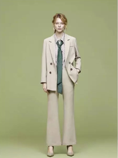 朗斯莉女装品牌2020春夏新款纯色成熟西装套装