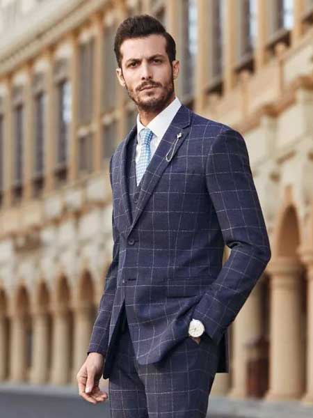 希努尔男装品牌2020春夏新款纯色气质西装套装 成熟