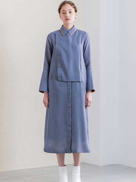 SALT+JAPAN2020春夏新款纯色翻领气质连衣裙