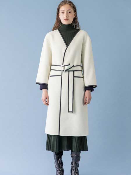SALT+JAPAN2020春夏新款纯色毛呢系带式大衣