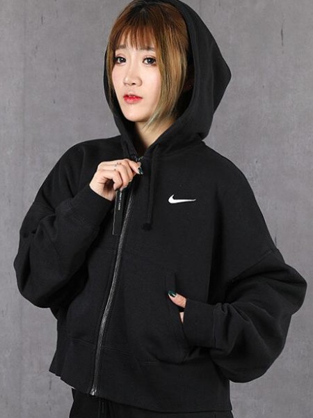 Nike耐克女装2020春季连帽运动服开衫短款休闲夹克CK1506-010