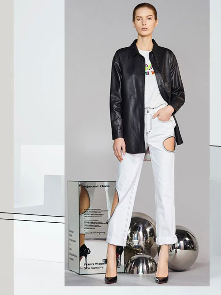 维斯提诺女装品牌2020春夏新款纯色成熟西装外套