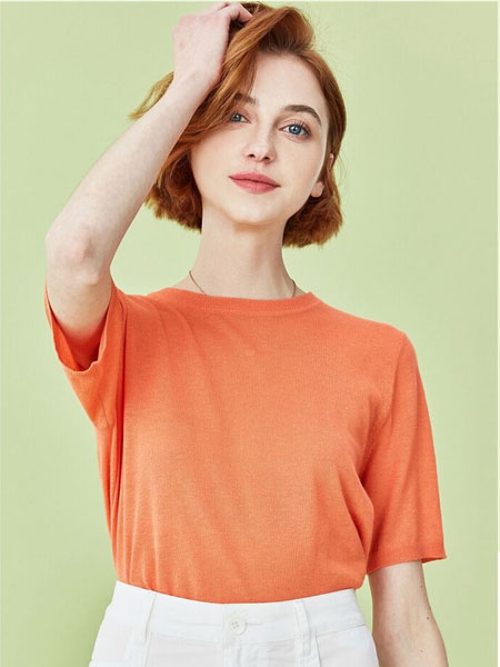 Giordano佐丹奴女装品牌2020春夏新款女装麻棉圆领短袖针织衫女