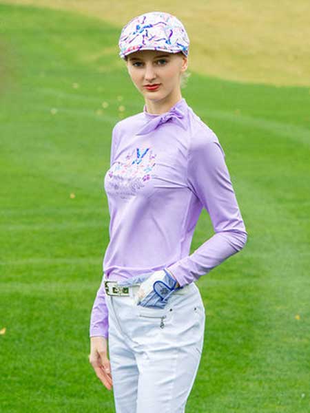 尚约高尔夫休闲品牌2020春夏新款印花长袖T恤衫SVG高尔夫女款弹力球衣打底衫