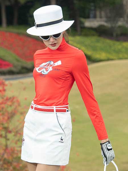 尚约高尔夫休闲品牌2020春夏新款长袖弹力T恤修身立领打底衫