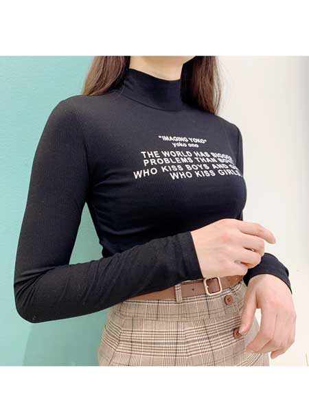 雅美瑞女装品牌2020春夏新款字母印花上衣
