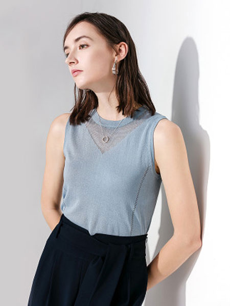 ELLASSAY歌力思2020春夏新款多色镂空圆领简洁针织衫背心女