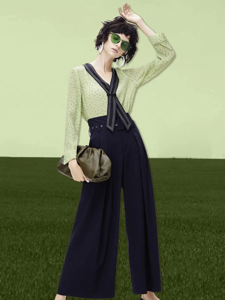 米祖女装品牌2020春夏新款纯色气质休闲套装