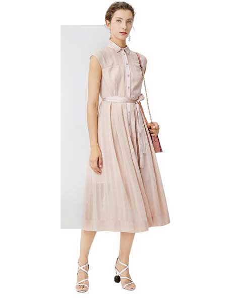 印象草原女装品牌2020春夏新款纯色系带裙