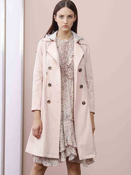 3S女装尚艾诗2020春装新款中长款双排扣简约韩版风衣女外套
