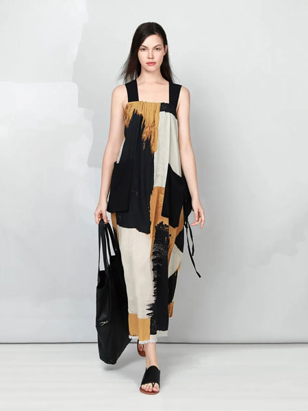 ZAIN形上女装品牌2020春夏新款吊带个性涂鸦风格连衣裙