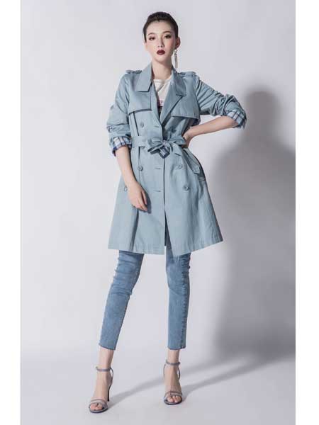 JA女装品牌2020春夏新款纯色系带风衣