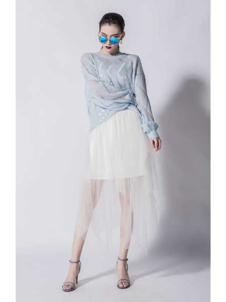 JA女装品牌2020春夏新款白色网纱半身裙