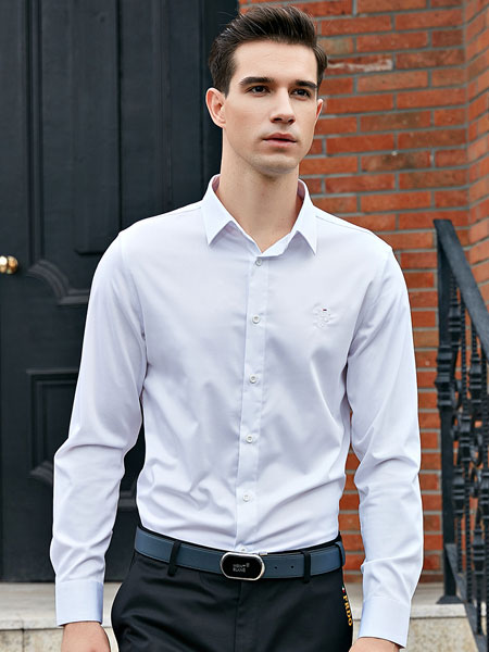 法拉狄奥男装品牌2020春夏新款纯色简洁气质衬衫