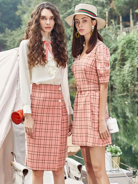 秋熠女装品牌2020春夏新款纯色格纹气质套装