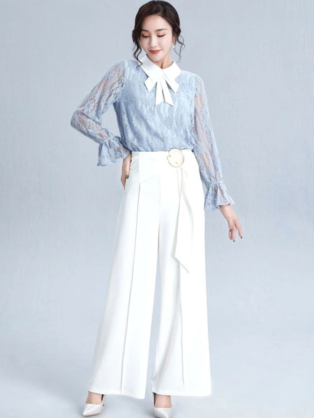 布伦圣丝女装品牌2020春夏新款纯色针织绣花长袖上衣