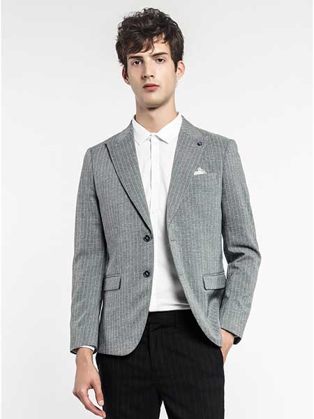 格度·佐致男装品牌2020春夏新款灰色条纹商务正装西服外套