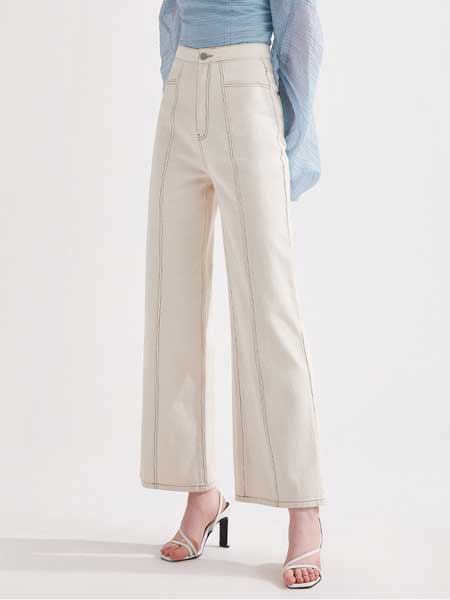 糖力潮品(TAMMYTANGS)女装品牌2020春夏新款高腰显瘦阔腿微喇叭裤纯棉牛仔长裤