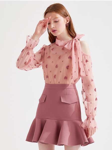 糖力潮品(TAMMYTANGS)女装品牌2020春夏新款高腰显瘦鱼尾裙荷叶边A字半身裙