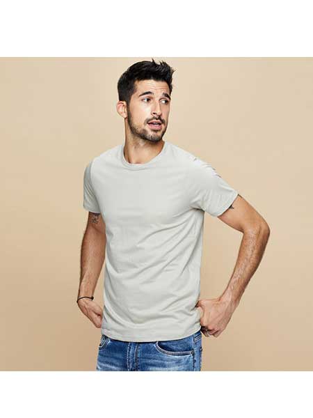 酷衣購男裝品牌2020春夏男士短袖t恤 男修身 男裝白色上衣體恤圓領純色打底衫潮