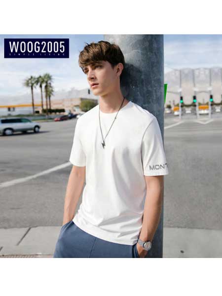woog2005男装品牌2020春夏白色简约男士短袖t恤新款韩版潮流半袖T简单体恤