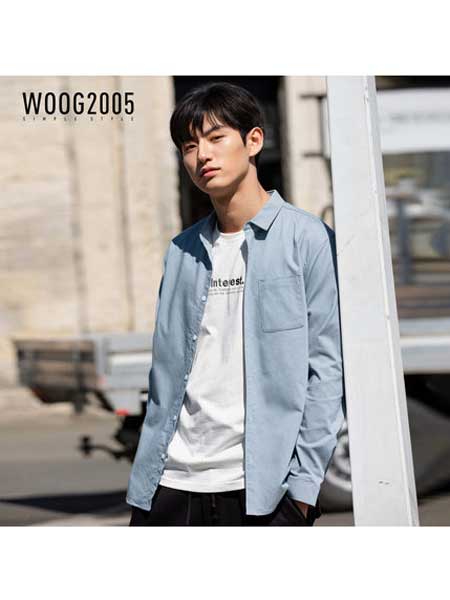 woog2005男装品牌2020春夏休闲百搭长袖衬衫男新款韩版潮流简约纯色衬衣