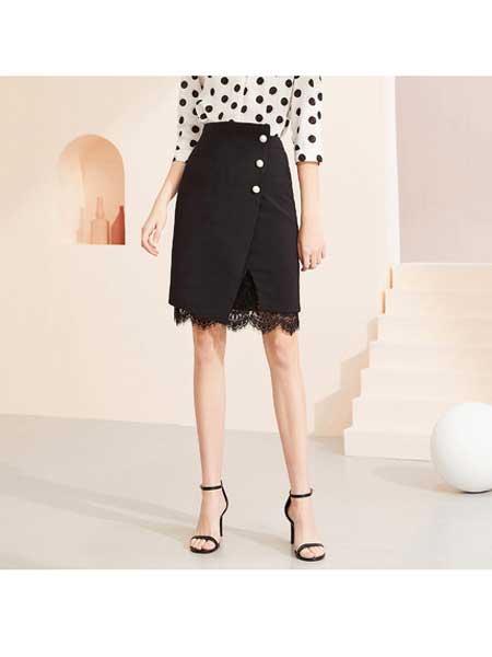 拉夏贝尔女装品牌2020春夏高腰蕾丝半身短裙韩版潮流性感包臀裙子女装