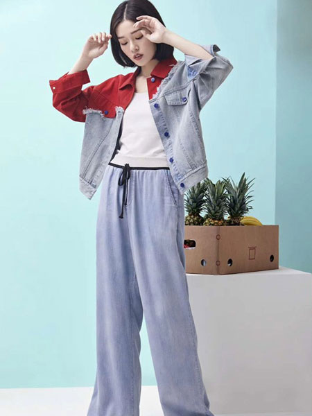 娅铂·周末女装品牌2020春夏牛仔外套长裤