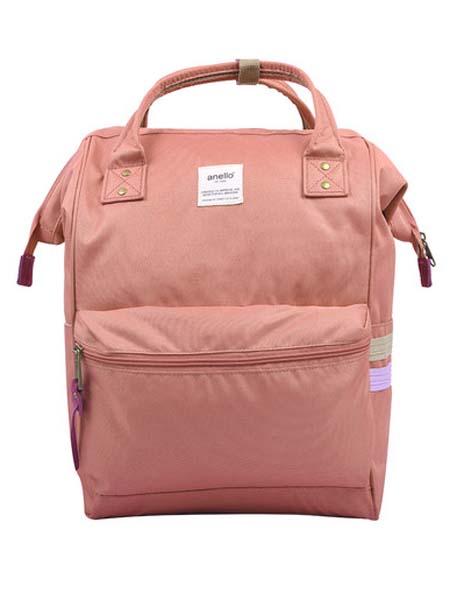 anello箱包品牌2020春夏粉色口金包侧边彩条双肩背包离家出走包学生书包