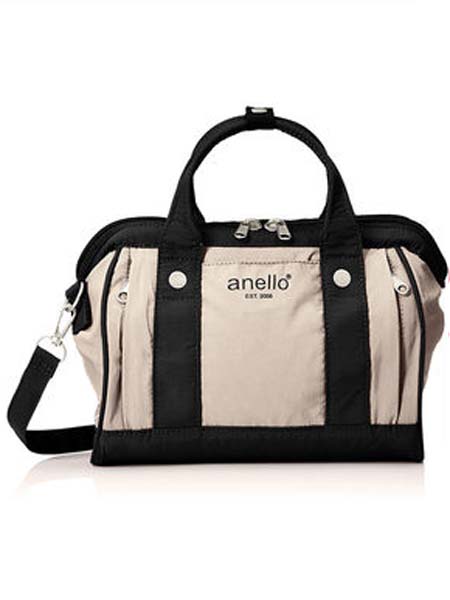 anello箱包品牌2020春夏黑白色棉尼小号女生两用手提包单肩斜挎包