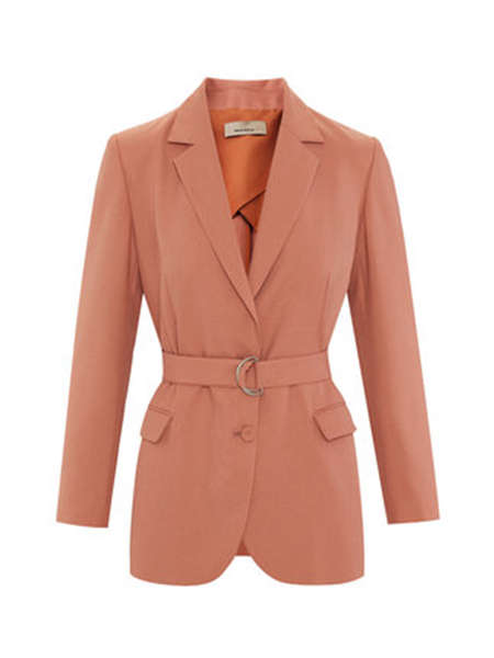 米茜尔女装品牌2020春夏修身西服外套橘红色