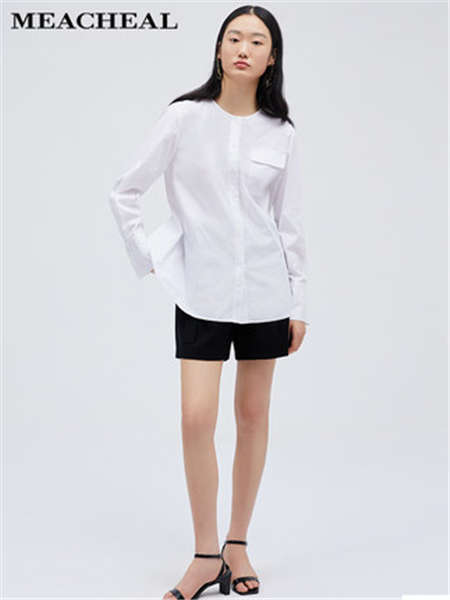 米茜尔女装品牌2020春夏白色衬衫长袖