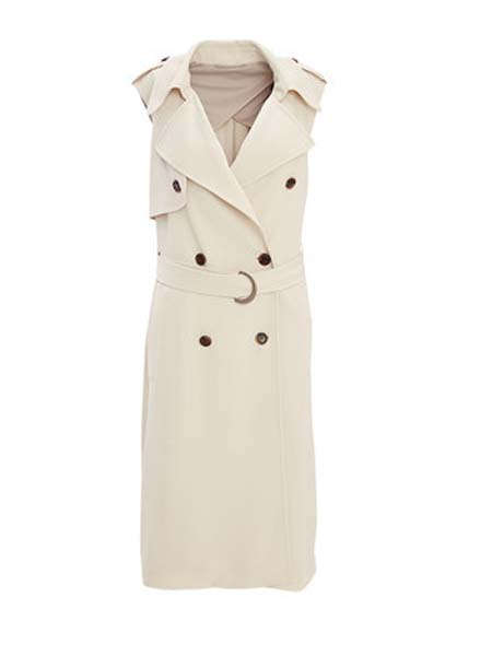 米茜尔女装品牌2020春夏无袖风衣外套长款西装优雅