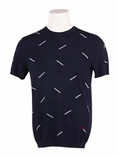 凯迪东尼男装品牌2020春夏黑色T恤字母满图印花