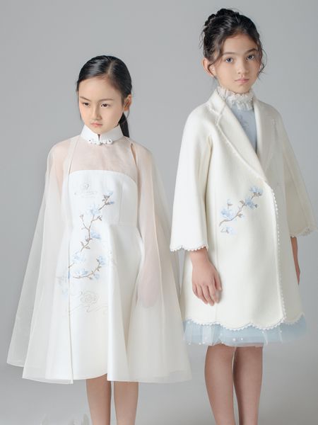 贝的屋童装品牌2020春夏白色网纱连衣裙飘逸仙女