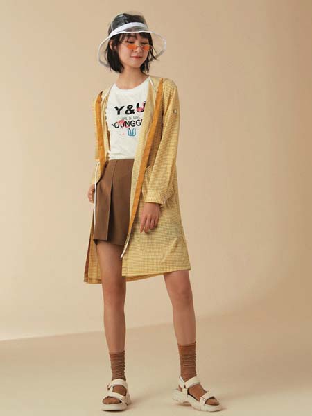 UMISKY优美世界女装品牌2020春夏黄色长款外套