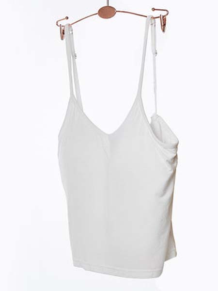 桃花季女装品牌2020春夏白色新款女休闲露背吊带bra一体式运动文胸内外穿背心