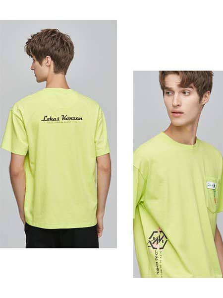 空间男装品牌2020春夏嫩绿色T恤