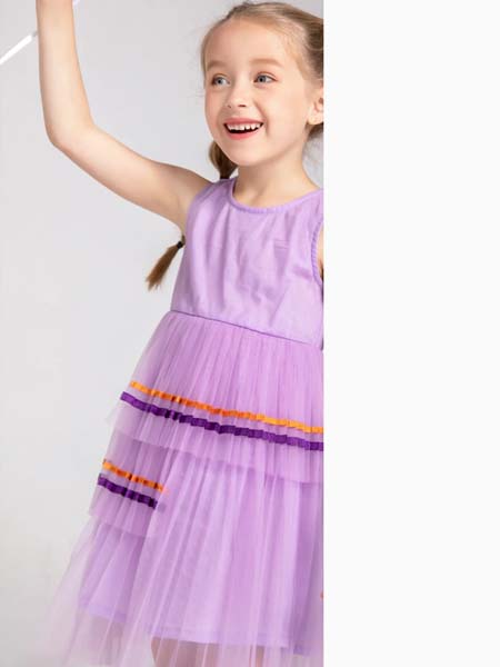安米莉女装品牌2020春夏紫色连衣裙