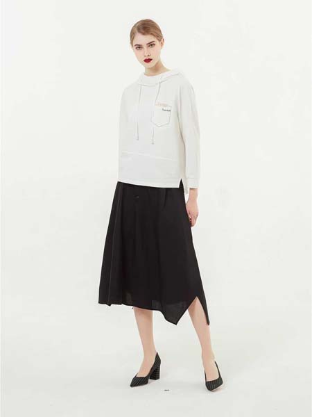 约布女装品牌2020春夏连帽针织衫白色