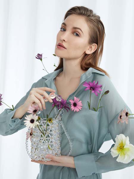 F.SHINE女装品牌2020春夏绿雪纺衫衬衫