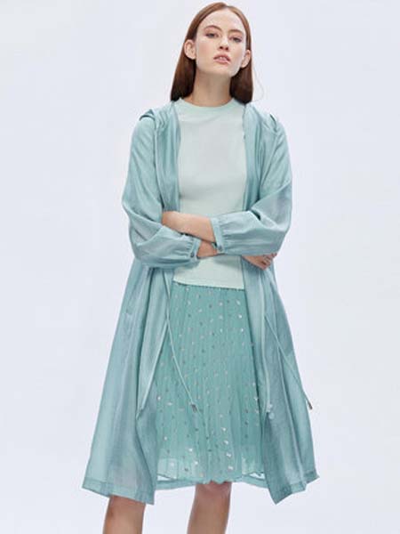 朗姿女装品牌2020春夏chic风衣女中长款韩版宽松薄款防风连帽外套