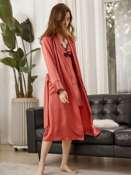 傲丝度女装品牌2020春夏红色连衣裙外套丝绸
